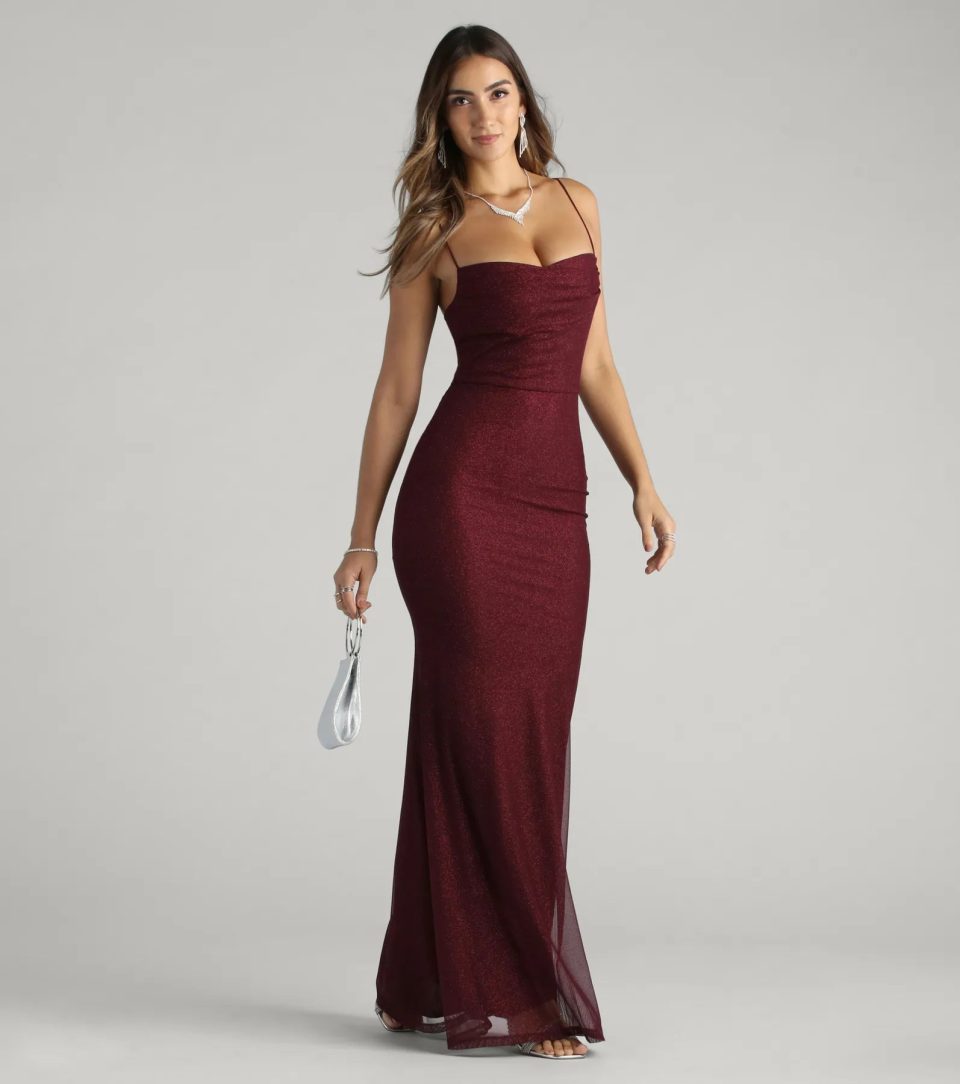 Addison Glitter Mesh Formal Dress