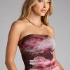 Garden At Sunset Strapless Floral Maxi Dress