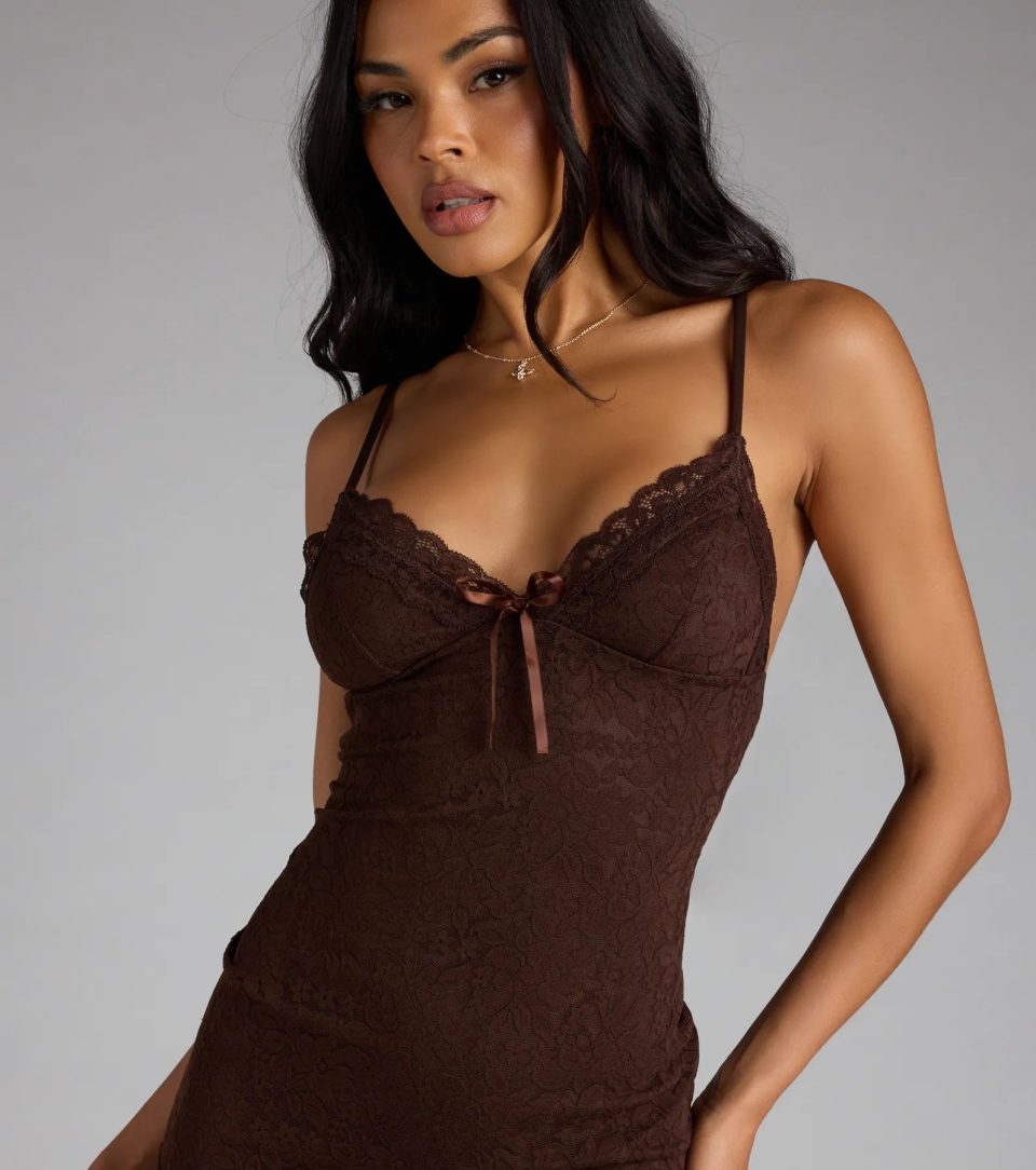 Let's Have Some Fun Lace Bodycon Ruffle Mini Dress