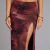 Blooming Allure Floral Mesh High-Slit Maxi Skirt