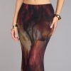 Night Out Muse Abstract Print Mesh Maxi Skirt