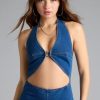 Season Premiere Halter Cutout Denim Jumpsuit