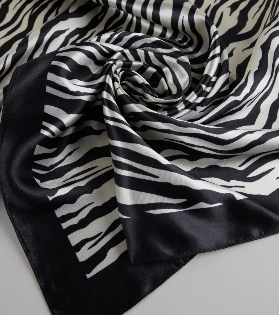 Call Me Extra Zebra Print Satin Scarf