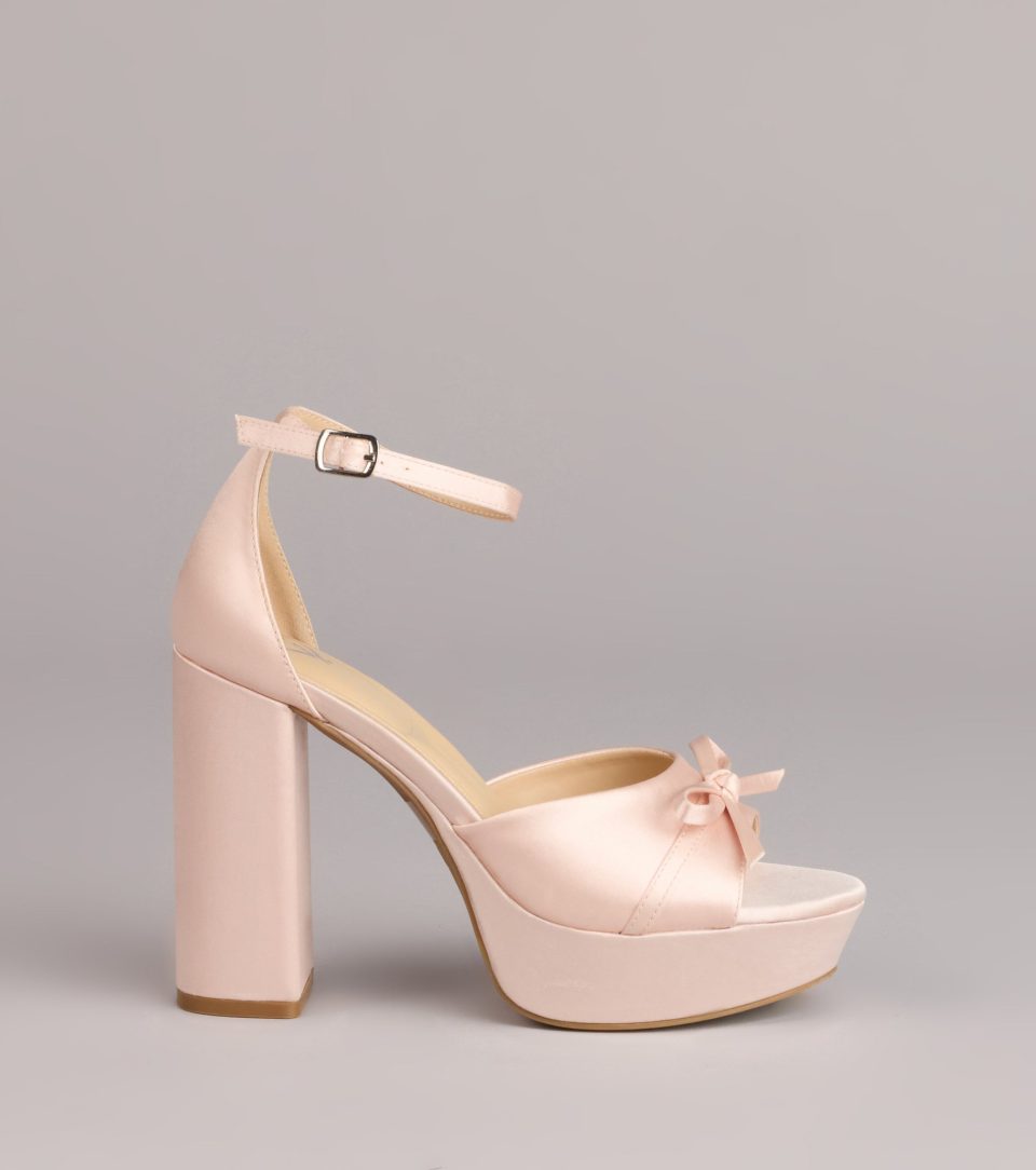 Sweet Statement Satin Bow Block Heels