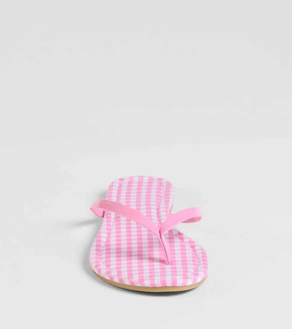 Cutie Vibe Gingham Print Thong Strap Sandals